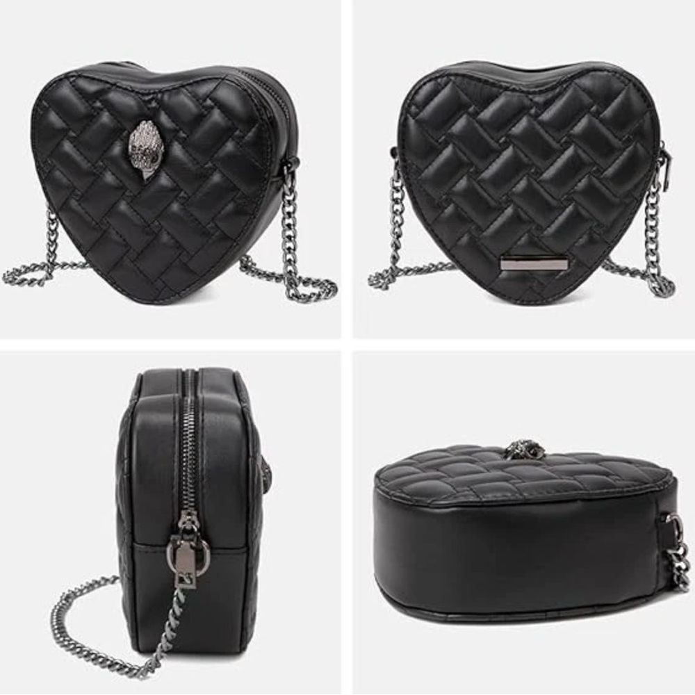Kurt Geiger Black Quilted Heart Crossbody Bag BRAND NEW - Picture 7 of 12